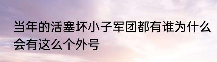 当年的活塞坏小子军团都有谁为什么会有这么个外号