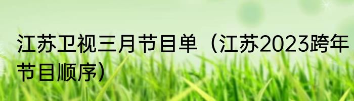 江苏卫视三月节目单（江苏2023跨年节目顺序）