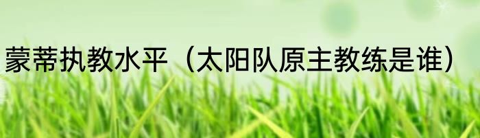 蒙蒂执教水平（太阳队原主教练是谁）