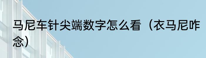 马尼车针尖端数字怎么看（衣马尼咋念）