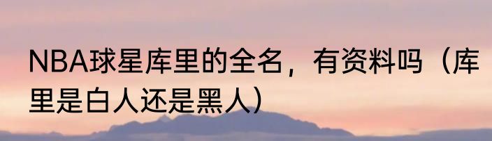 NBA球星库里的全名，有资料吗（库里是白人还是黑人）