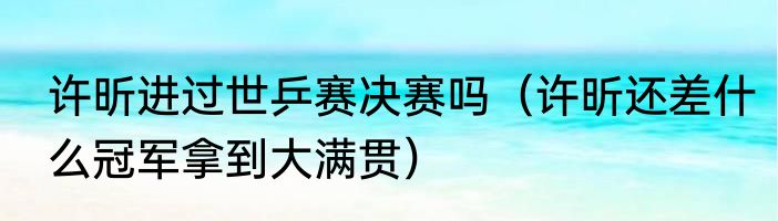 许昕进过世乒赛决赛吗（许昕还差什么冠军拿到大满贯）