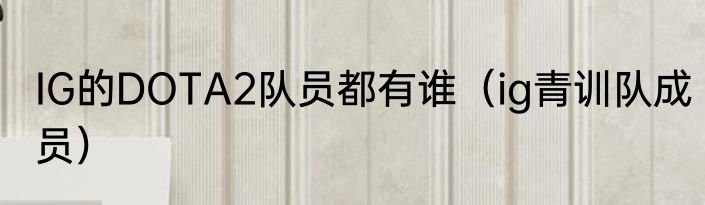 IG的DOTA2队员都有谁（ig青训队成员）