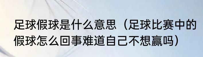 足球假球是什么意思（足球比赛中的假球怎么回事难道自己不想赢吗）