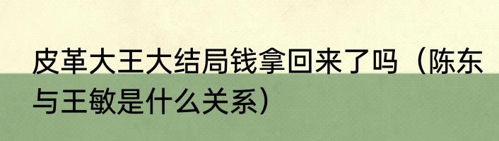 皮革大王大结局钱拿回来了吗（陈东与王敏是什么关系）