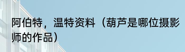 阿伯特，温特资料（葫芦是哪位摄影师的作品）