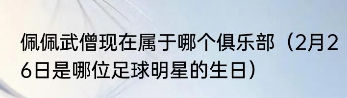 佩佩武僧现在属于哪个俱乐部（2月26日是哪位足球明星的生日）
