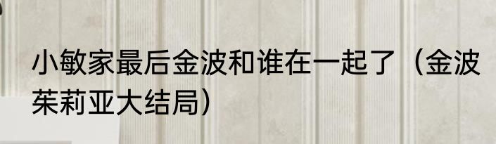小敏家最后金波和谁在一起了（金波茱莉亚大结局）