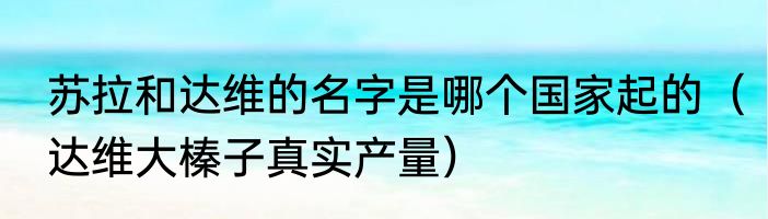 苏拉和达维的名字是哪个国家起的（达维大榛子真实产量）