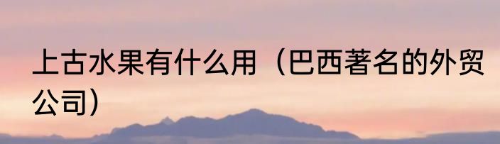 上古水果有什么用（巴西著名的外贸公司）