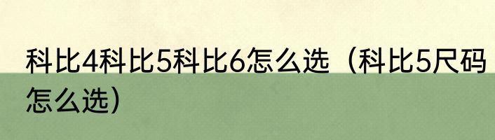 科比4科比5科比6怎么选（科比5尺码怎么选）