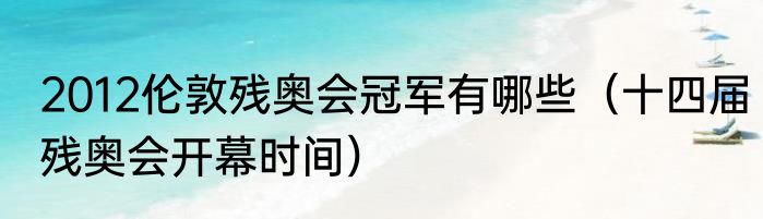 2012伦敦残奥会冠军有哪些（十四届残奥会开幕时间）