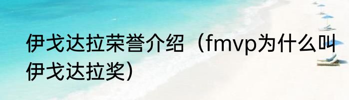伊戈达拉荣誉介绍（fmvp为什么叫伊戈达拉奖）