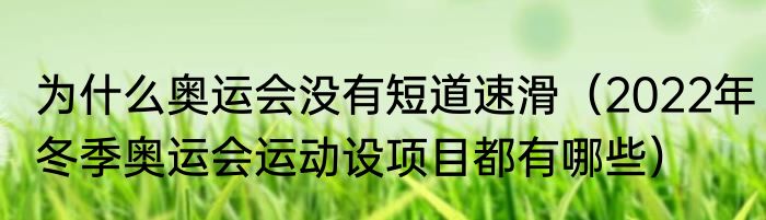为什么奥运会没有短道速滑（2022年冬季奥运会运动设项目都有哪些）
