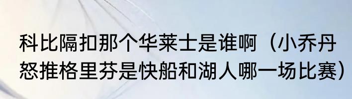 科比隔扣那个华莱士是谁啊（小乔丹怒推格里芬是快船和湖人哪一场比赛）