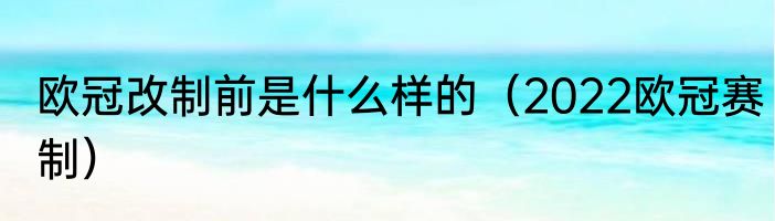 欧冠改制前是什么样的（2022欧冠赛制）