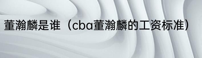 董瀚麟是谁（cba董瀚麟的工资标准）