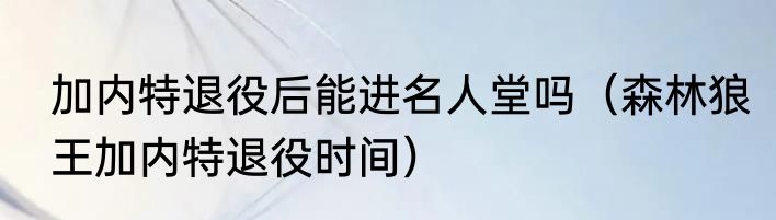 加内特退役后能进名人堂吗（森林狼王加内特退役时间）