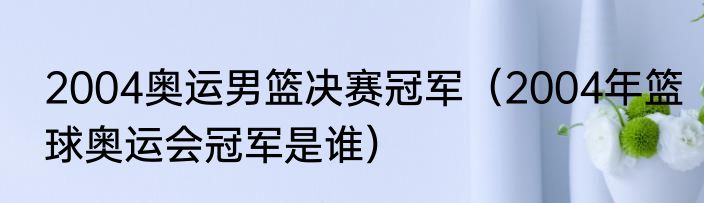 2004奥运男篮决赛冠军（2004年篮球奥运会冠军是谁）