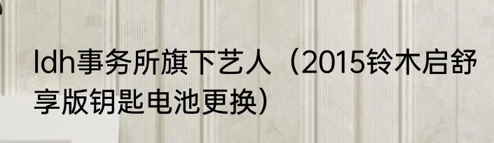 ldh事务所旗下艺人（2015铃木启舒享版钥匙电池更换）
