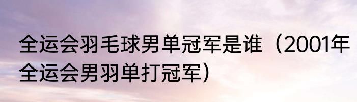 全运会羽毛球男单冠军是谁（2001年全运会男羽单打冠军）