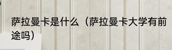 萨拉曼卡是什么（萨拉曼卡大学有前途吗）