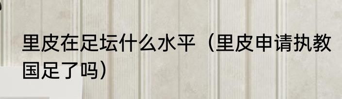 里皮在足坛什么水平（里皮申请执教国足了吗）
