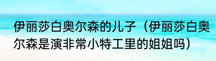 伊丽莎白奥尔森的儿子（伊丽莎白奥尔森是演非常小特工里的姐姐吗）