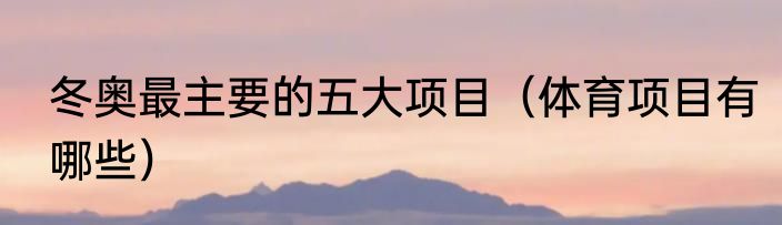 冬奥最主要的五大项目（体育项目有哪些）