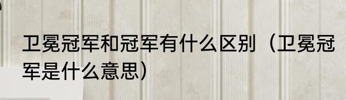 卫冕冠军和冠军有什么区别（卫冕冠军是什么意思）