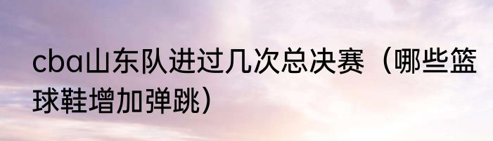 cba山东队进过几次总决赛（哪些篮球鞋增加弹跳）