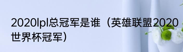 2020lpl总冠军是谁（英雄联盟2020世界杯冠军）