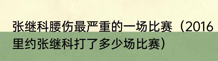 张继科腰伤最严重的一场比赛（2016里约张继科打了多少场比赛）