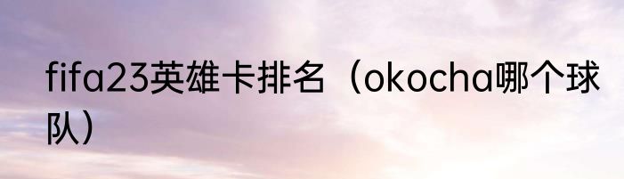 fifa23英雄卡排名（okocha哪个球队）