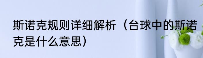 斯诺克规则详细解析（台球中的斯诺克是什么意思）