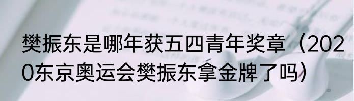 樊振东是哪年获五四青年奖章（2020东京奥运会樊振东拿金牌了吗）