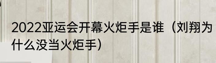 2022亚运会开幕火炬手是谁（刘翔为什么没当火炬手）
