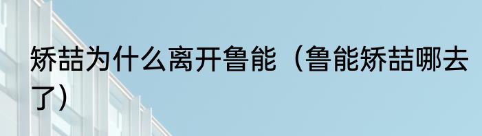 矫喆为什么离开鲁能（鲁能矫喆哪去了）