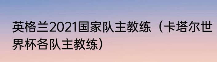 英格兰2021国家队主教练（卡塔尔世界杯各队主教练）