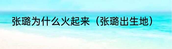 张璐为什么火起来（张璐出生地）