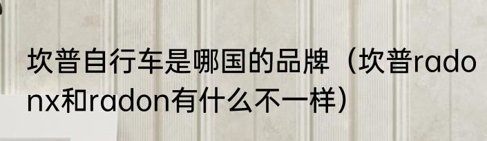 坎普自行车是哪国的品牌（坎普radonx和radon有什么不一样）