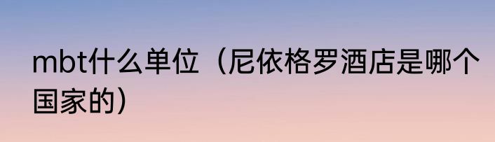 mbt什么单位（尼依格罗酒店是哪个国家的）