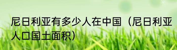 尼日利亚有多少人在中国（尼日利亚人口国土面积）