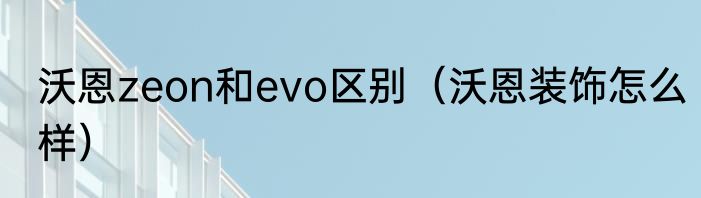 沃恩zeon和evo区别（沃恩装饰怎么样）