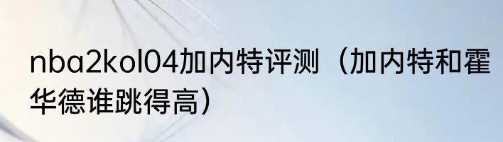 nba2kol04加内特评测（加内特和霍华德谁跳得高）