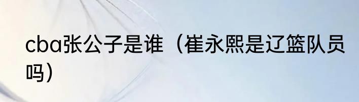 cba张公子是谁（崔永熙是辽篮队员吗）