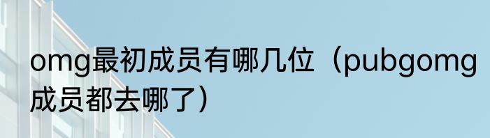 omg最初成员有哪几位（pubgomg成员都去哪了）