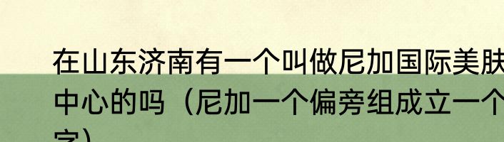 在山东济南有一个叫做尼加国际美肤中心的吗（尼加一个偏旁组成立一个字）