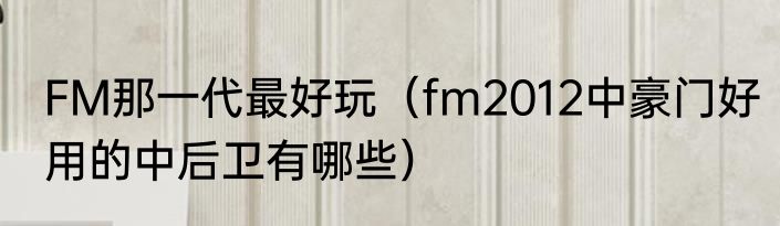 FM那一代最好玩（fm2012中豪门好用的中后卫有哪些）