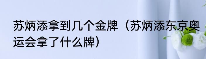 苏炳添拿到几个金牌（苏炳添东京奥运会拿了什么牌）